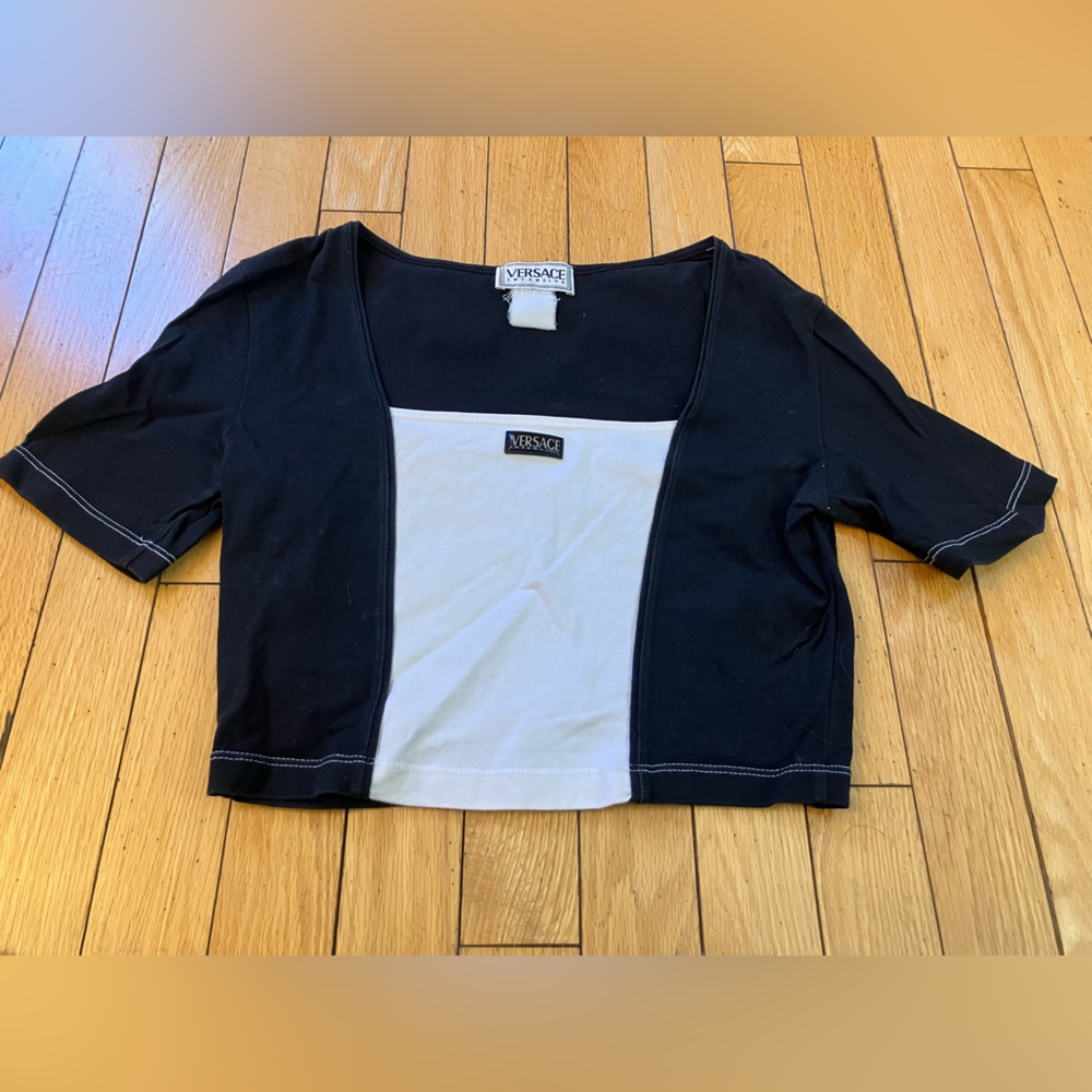 Versace Authentic Black and White Crop Top